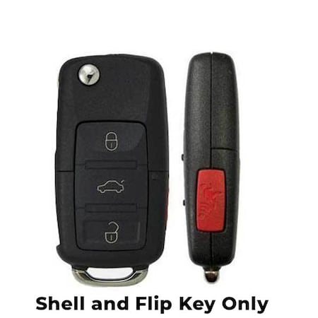 Keyless Factory: 2006-2011 Volkswagen / 4-Button Flip Key Shell / NBG92596263 (RFK-VW-753H)